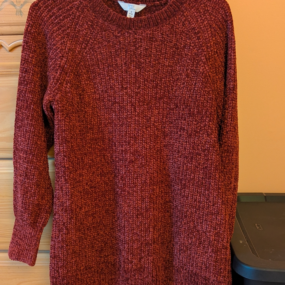 Time and Tru Women's Maroon Crew Neck Sweater